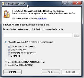 Use FileASSASIN to force delete a folder
